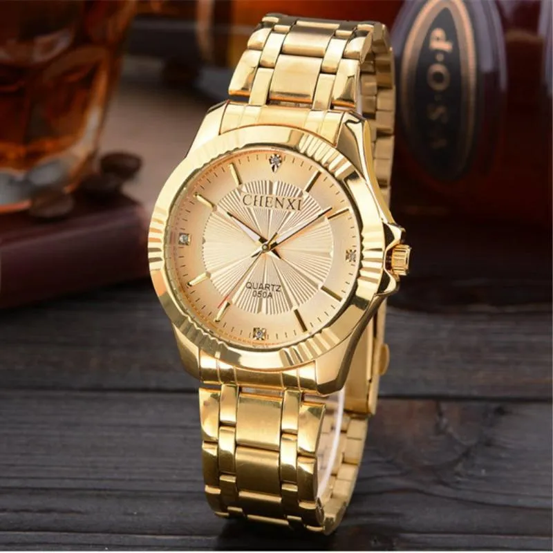 Polshorloges chenxi dames kijkt luxe goud roestvrij staal kwarts dames reloj hombre relogio masculinowristwatches