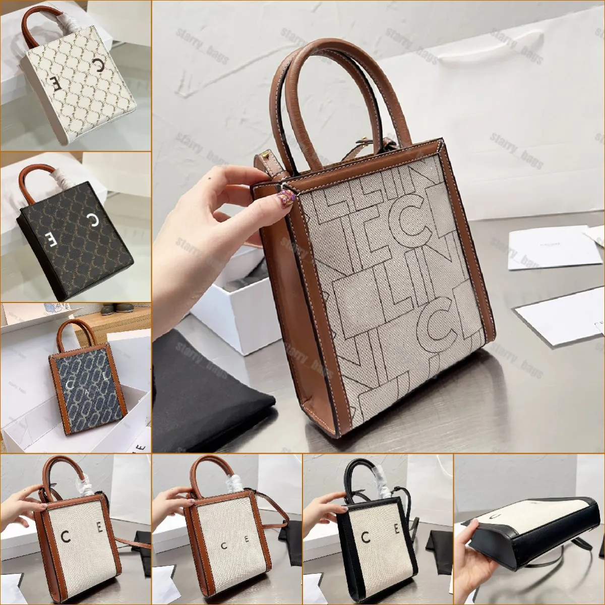 Projektant Mini Totes Torba Kobiety Płótno Patchwork Skórzana Torebka Torebka Cabas Crossbody Torby List Triomphe Drukowanie Shouder Torba Pasek Pasek