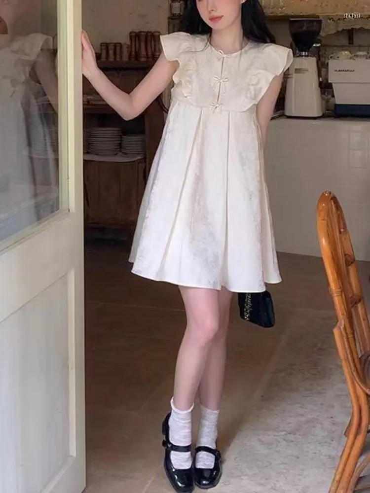 Повседневные платья летние рукавицы лолита каваи платье женщины сексуальная винтажная вечеринка мини -женщина -мода элегантная солнца 2023