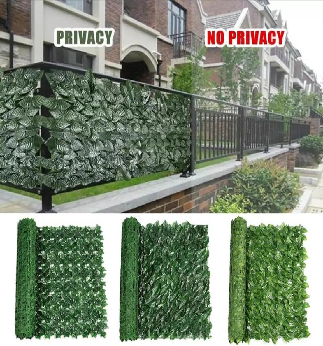 Couronnes de fleurs décoratives panneau de clôture de feuilles artificielles mur vert protection de la vie privée écran lierre jardin extérieur simulation cour 7008697