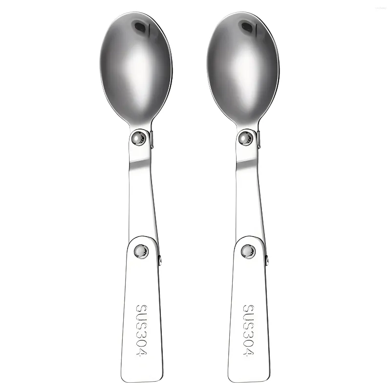 304 Stainless Steel Folding Spoon Outdoor Tableware Portable Rotating  Creative Mini Spoon