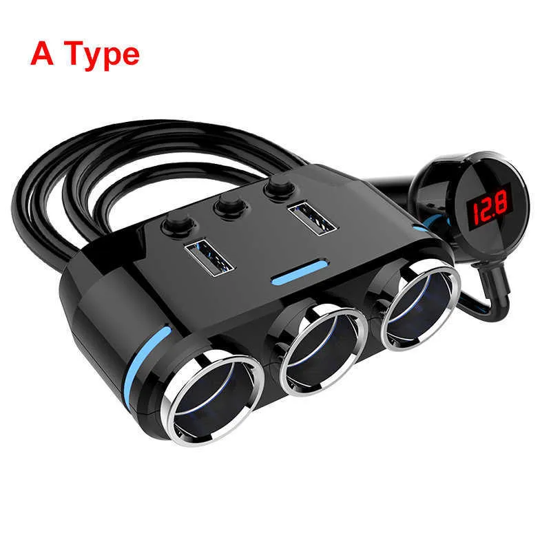 Splitter Accendisigari Auto 1 A 3, 12V-24V, 3 Prese, Cavo 27 Cm, Con Fusibile 16A E LED - 2