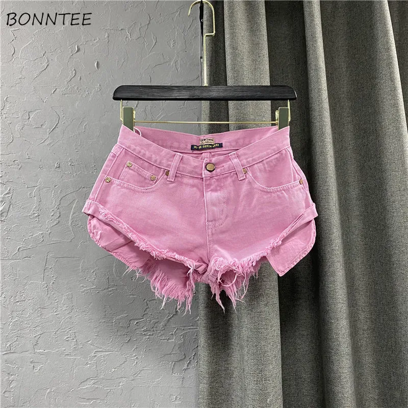 Femmes Shorts Femmes Skinny Taille Basse Sexy Slim Vacances Collège Été Denim En Détresse Jeune Feminino Pantalon Poches Gland 230426