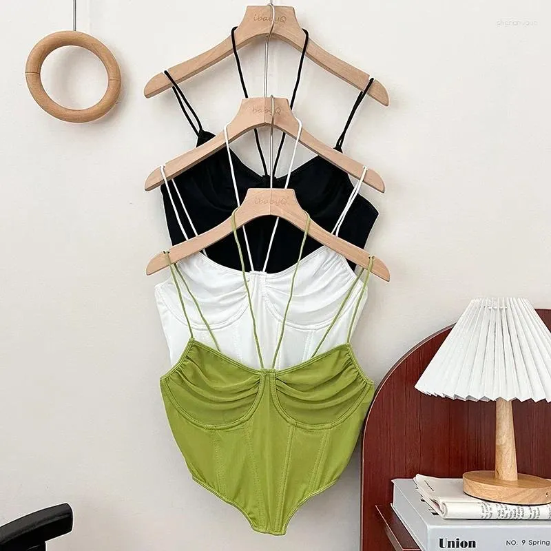 Women's Tanks Sexy Camisole Female Halter Cropped Sleeveless Women Gauze Patchwork Backless Sling Vest Low-cut Irregular Drop