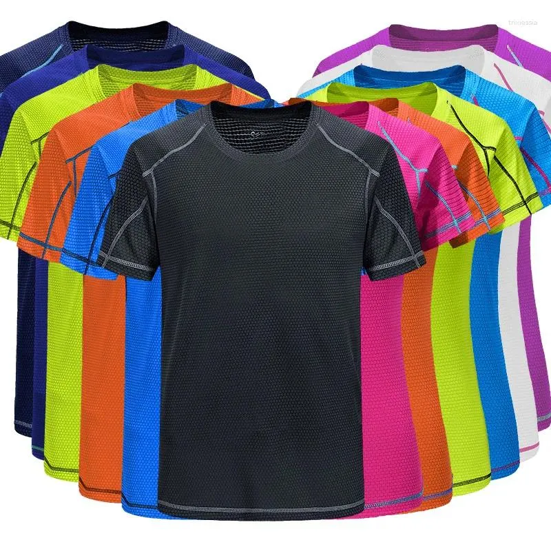 Men's T Shirts 2023 Quick Drying Clothes For Men Running Fitness Large Size Summer Outdoor Sports Ice Silk Short Sleeved