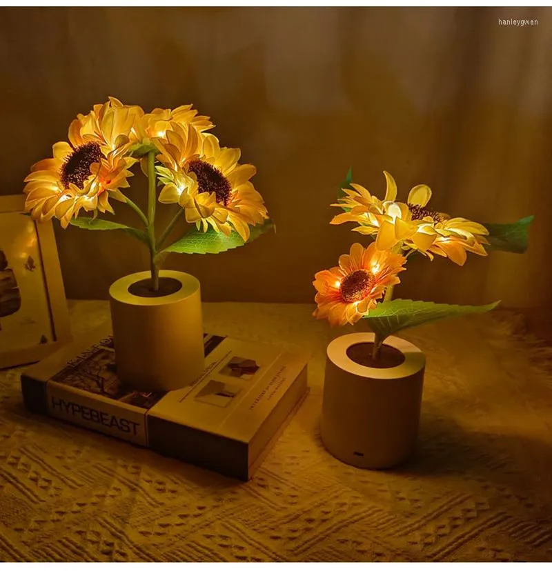 Lampe de figurine, lumière solaire, maison de tournesol, figurine