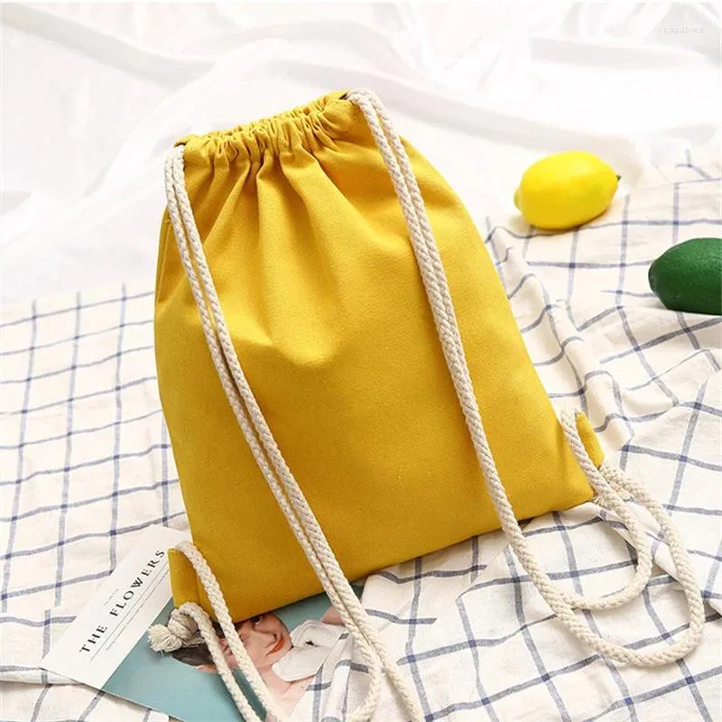 Bolsas de armazenamento Canvas drawstring backpack school gym bolsa de ginástica mochila de mochila casual para mulheres adolescentes