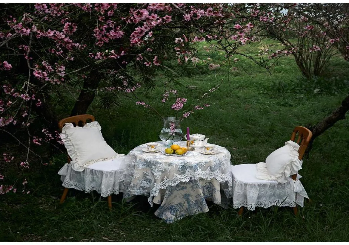 Bordduk Europeiska hem toile de jouy ins franska retro dukduk bomullslinne täcker kök matsparti picknick1269693