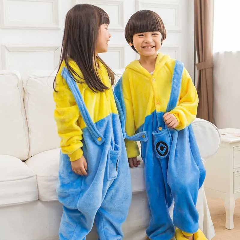 Children's Animal Pyjamas Boys Girl Cosplay Costume Pyjama Hoodie Flannel  Suit