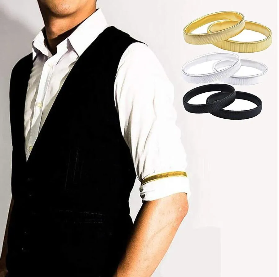 Модные браслетные браслеты для рукавов держатели рукава металлические рычаги удерживают кольцо с подвязкой кольцо кольца мужские браслет эластичный обруч.