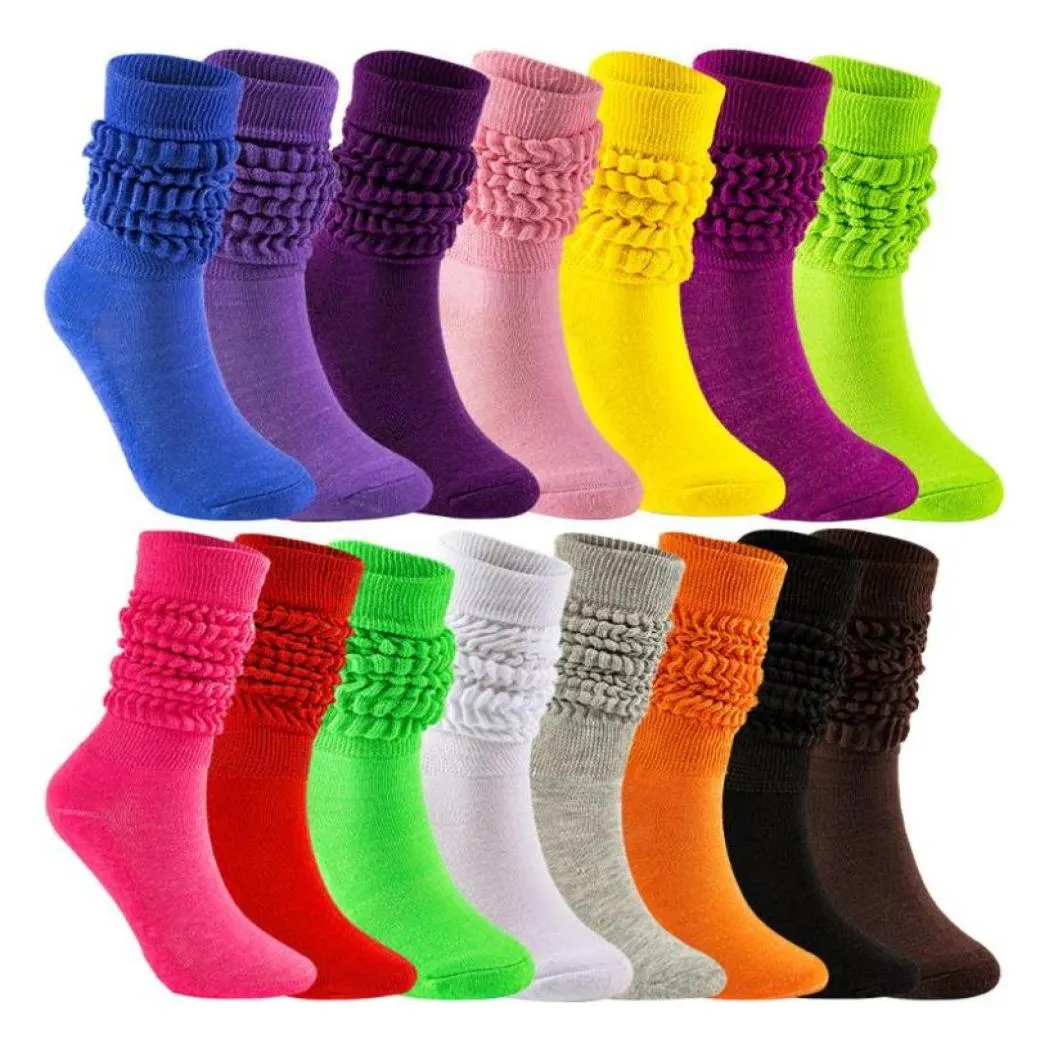 Outros suprimentos de festa de evento Slouch Scrunchy Socks para mulheres colorido longo solto empilhado robusto algodão senhoras meninas casual joelho hi1056576