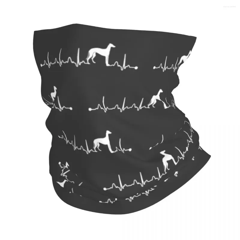 Lenços batimento cardíaco ekg galgos orgulhosos bandana pescoço capa impressa galgo cão mágico cachecol multifuncional máscara facial pesca unisex
