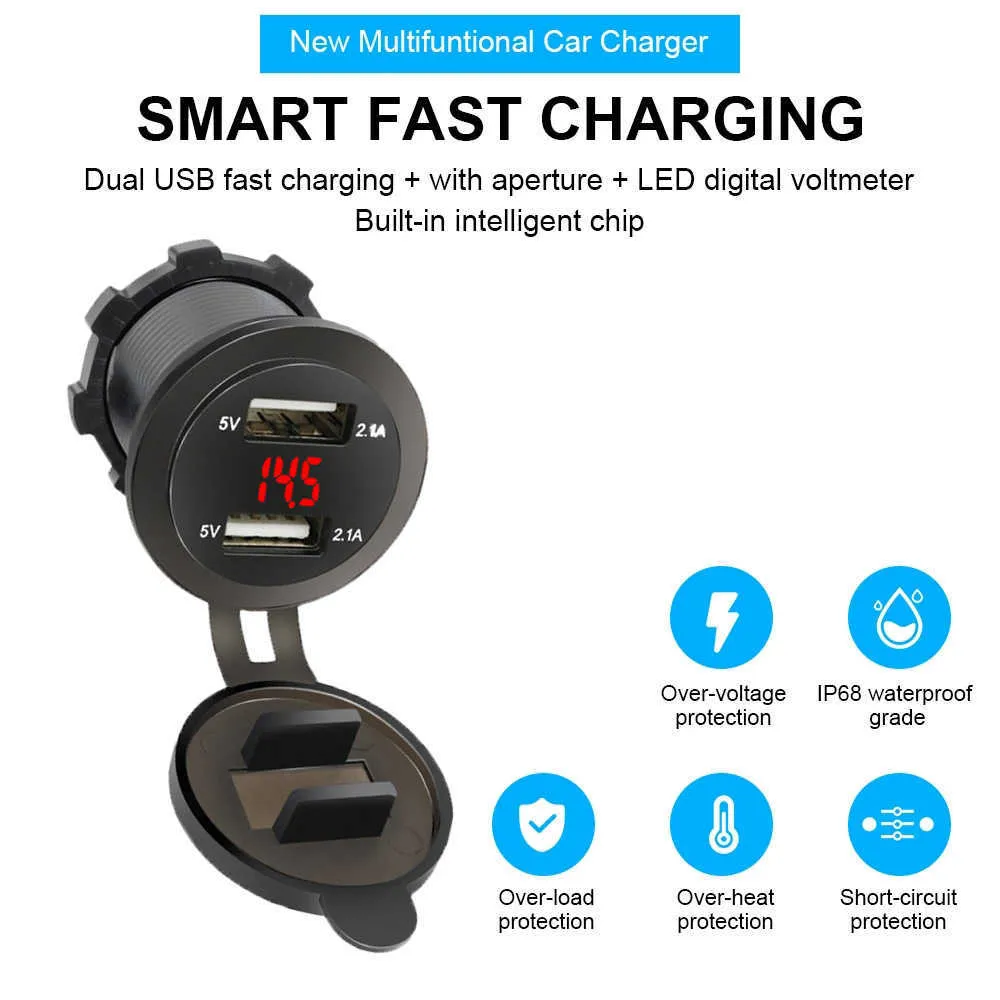 4.2A Dual USB Socket Car Charger Cigarette Lighter Power Adapter