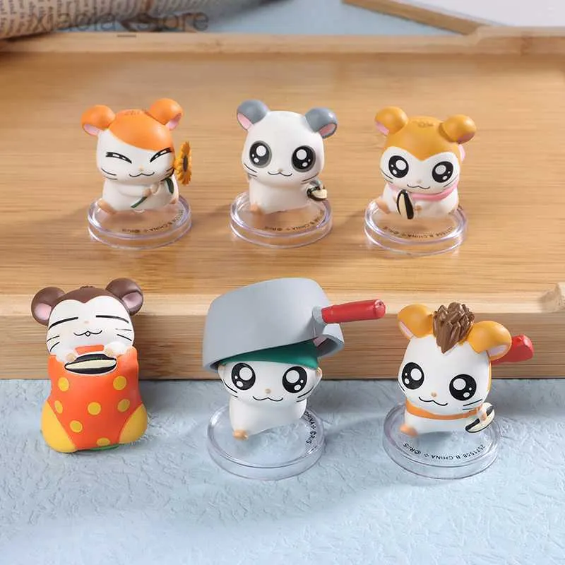 Anime Manga 6Pcs Anime Trotto Hamtaro Action Figure Criceto Hamtaro Cappy Pashmina Sandy Figurine PVC Modello da collezione Giocattolo Regalo