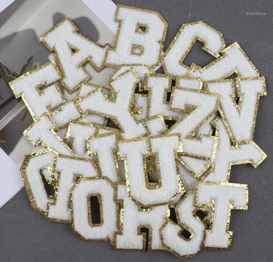 Gift Wrap 26pcs A To Z White English Letters Towel Embroidery Patch Fabric Sticker DIY Clothing Bags Decoration Adhesive Label7319617