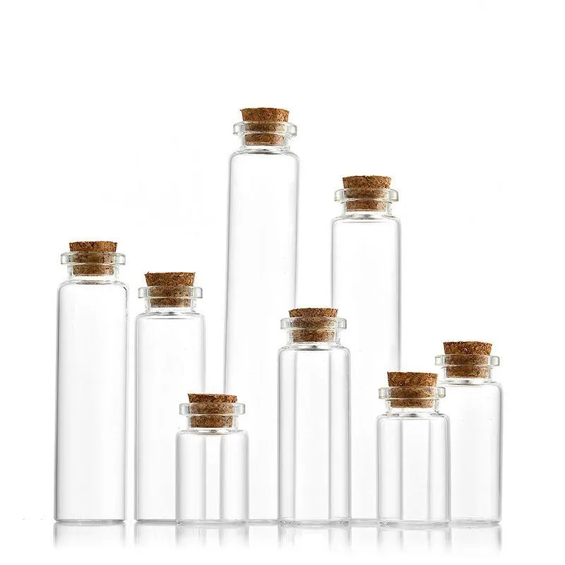 Dia 22mm glass bottle with cork stopper 6ml 8ml 10ml 12ml 17ml 20ml 30ml transparent mini wishing vials test tube Wxxqq