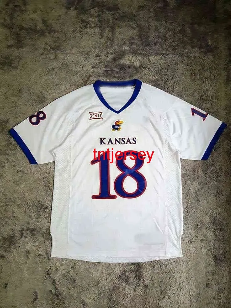 Mit Cheap cusm Men`s Kansas Jayhawks Football Jersey White MEN WOMEN YOUTH stitch add any name number XS-5XL