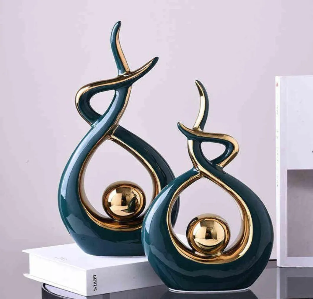 Abstract Sculptuur Keramisch Standbeeld Home Decor Beeldjes voor Interieur Woonkamer Decoratie Moderne Kunst Kerstversiering Cadeau H3555051