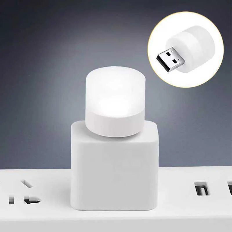 LED Night Mini Plug Lamp Power Bank Charging USB Book Lights Small Round Reading Light Eye Protection Lamps AA230426