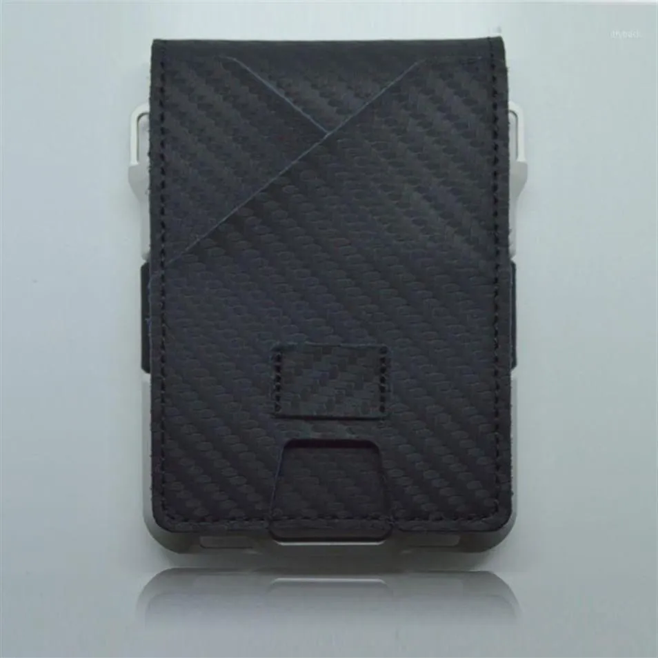 Holder de clés de carte de carte de banque de portefeuille magique en cuir authentique pour les hommes portefeuilles en aluminium en aluminium anti-RFID