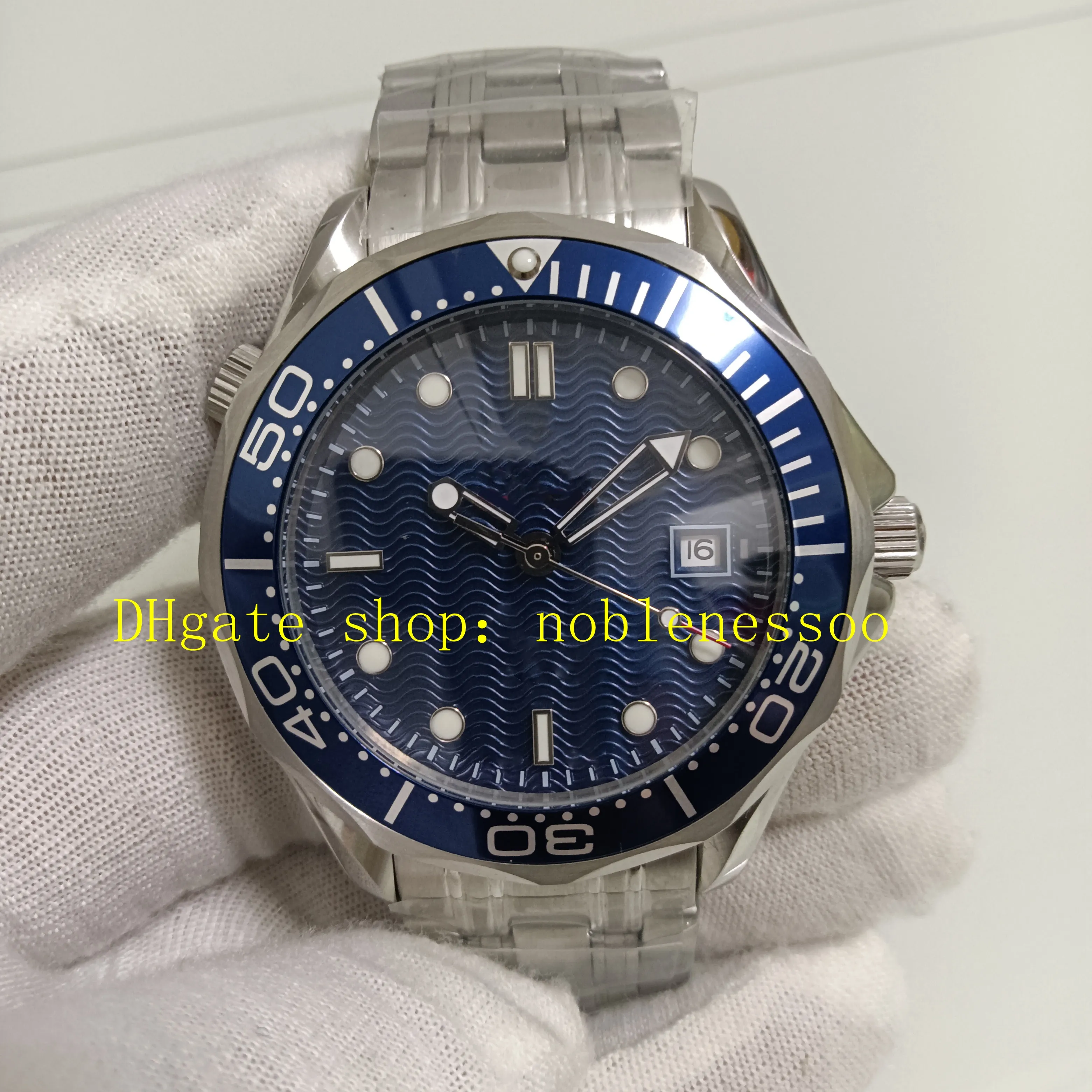 Real Photo Mens Relógios Automáticos Homens Data 41mm Dial Azul Profissional 300M Pulseira de Aço Inoxidável Vestido Casual Formal Esporte Relógio Mecânico Relógios de Pulso