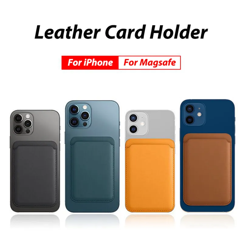 För magsafe läderplånbokskorthållare magnetiskt fodral för iPhone 14 13 12 Pro plus max mini anti-stöld borste slotväska tillbehör