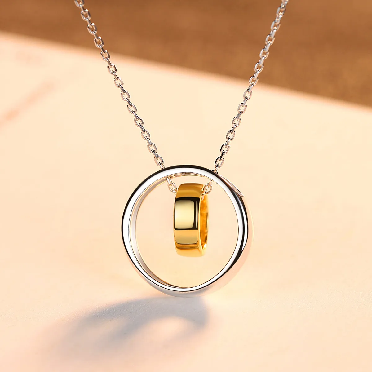 Designer Double Ring Double Color Pendant Necklace Women Fashion Luxury s925 Silver Necklace Plated 18k Gold Collar Chain Female Brand High-end Jewelry Gift