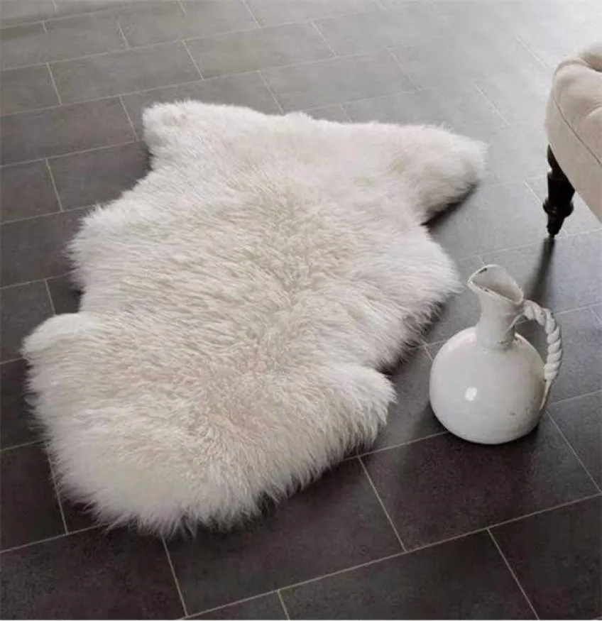 Tapis en peau de mouton en fausse fourrure douce, housse de chaise moelleuse, cheveux longs, tapis de chambre à coucher pour enfants, en peluche, laine, tapis poilu, zone de siège, R1384152