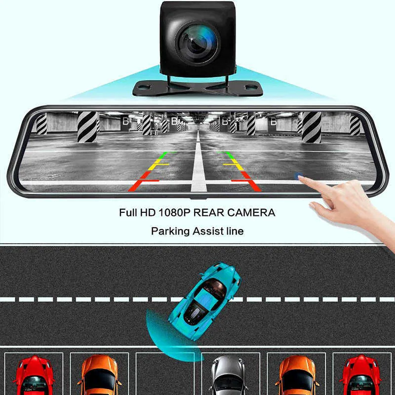 10'''' UHD 4K Touchscreen Mirror Dash Cam Backup Camera Front