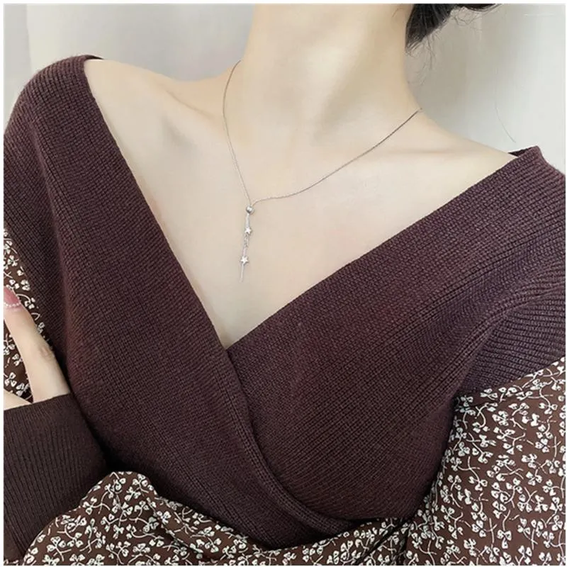 Chaînes Femmes Long Pignon Pull Collier Simple Ins Vent Froid Chaîne De Clavicule Très Sensible Pour Fille