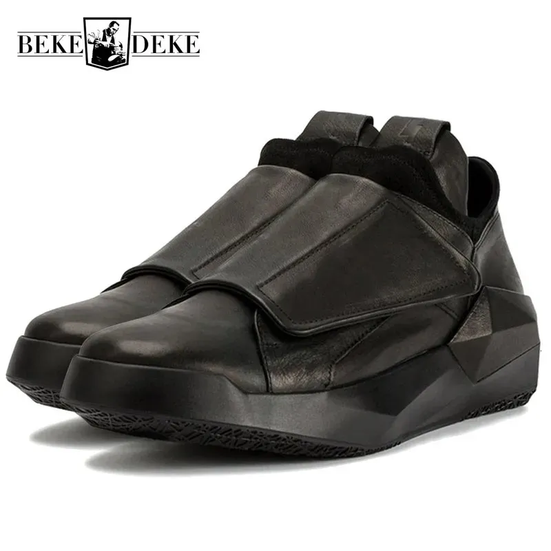 Dress Shoes Korean Spring Men Genuine Leather Casual Sneakers Gothic Thick Platform Punk Male Hip Hop Dancing Trainer Footwear 231124