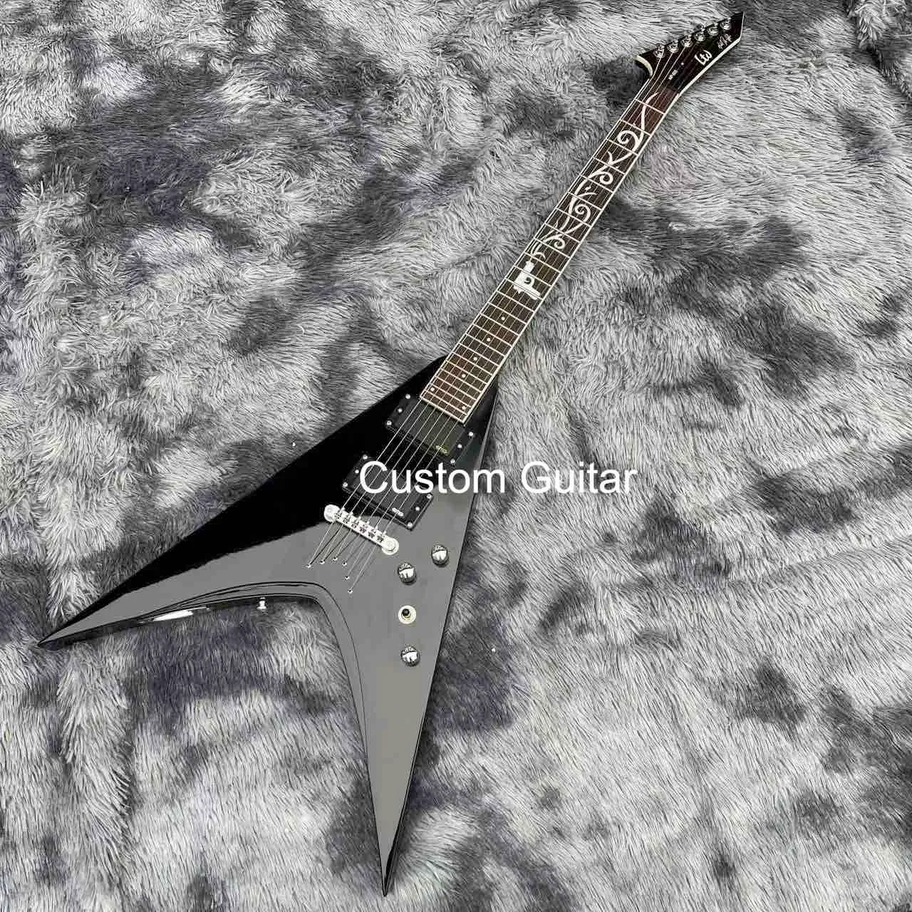 [希少美品][原価55万円]ESP MICHAEL PAGET V Electric Guitar Custom, Black LP Guitar: V Shaped Signature Series
