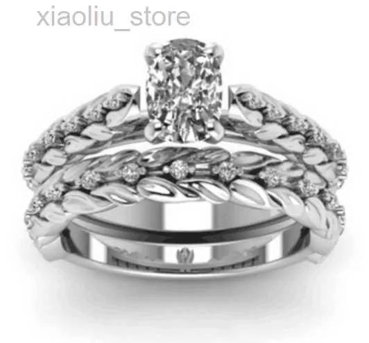 Couple Rings Exquisite Women Silver Plated Diamond Floral a Pair of Ring Bridal Engaged Wedding Ring Size 5-12