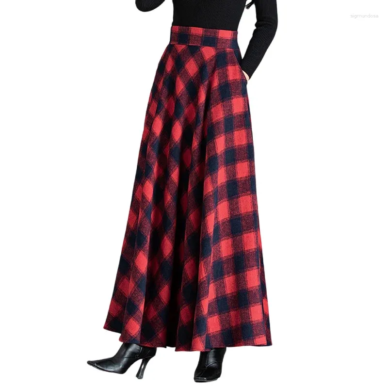 Skirts Custom Made High Waist With Zip Plaid Wool Long Plus Size 2XL 3XL 4XL 5XL 6XL
