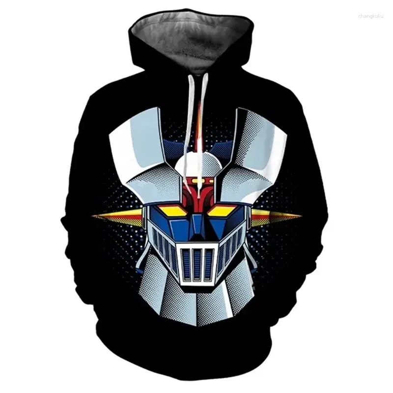 Hoodies masculinos mazinger z anime robô 3d impressão homens mulheres moda moletom oversized hoodie harajuku crianças pullovers roupas de treino