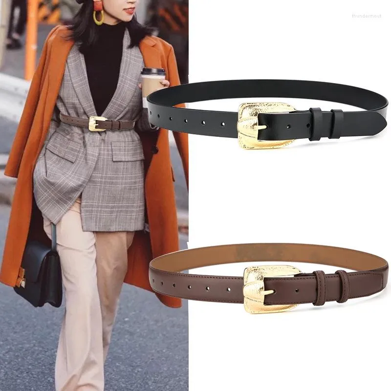 Riemen vintage lederen damesriem veelzijdige metalen buckle luxe kledingpak ontwerper ontwerper hoge kwaliteit accessoires decoratie