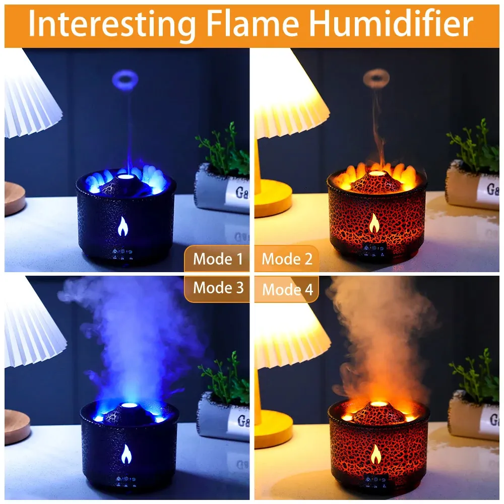 Dekorativa föremål Fire Flame Air Firidifier AROM Diffusor Essential Oil med fjärrkontroll manet för hemdoft Mist Mak Rökning 231128