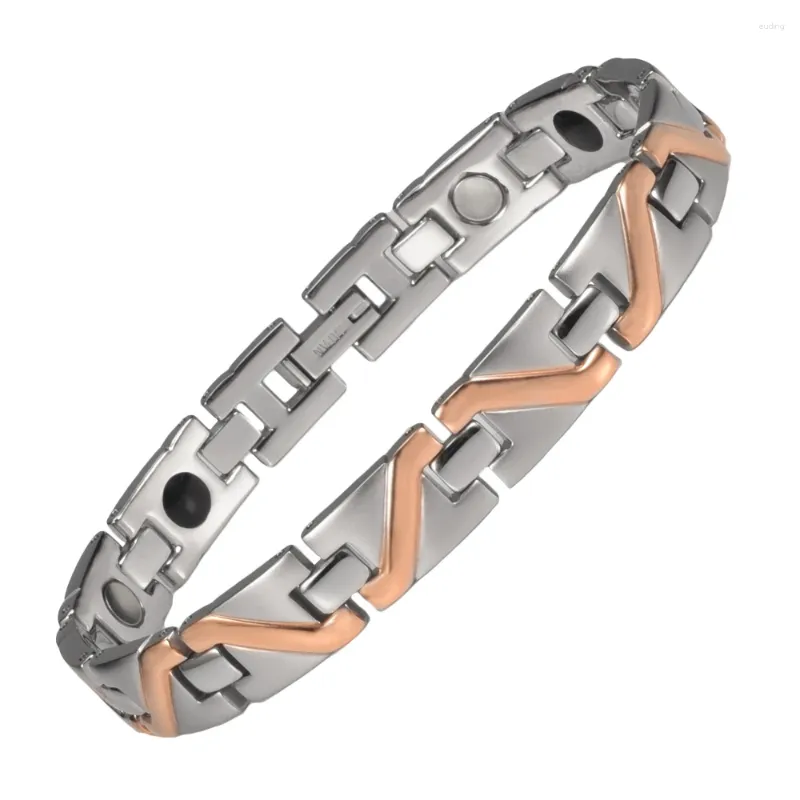 Link pulseiras wollet jóias pulseira magnética de aço inoxidável para mulheres homens ímãs pulseira presente