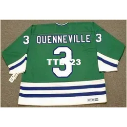 Mens #3 JOEL QUENNEVILLE Hartford Whalers 1988 CCM Vintage Home Hockey Jersey or custom any name or number retro Jersey