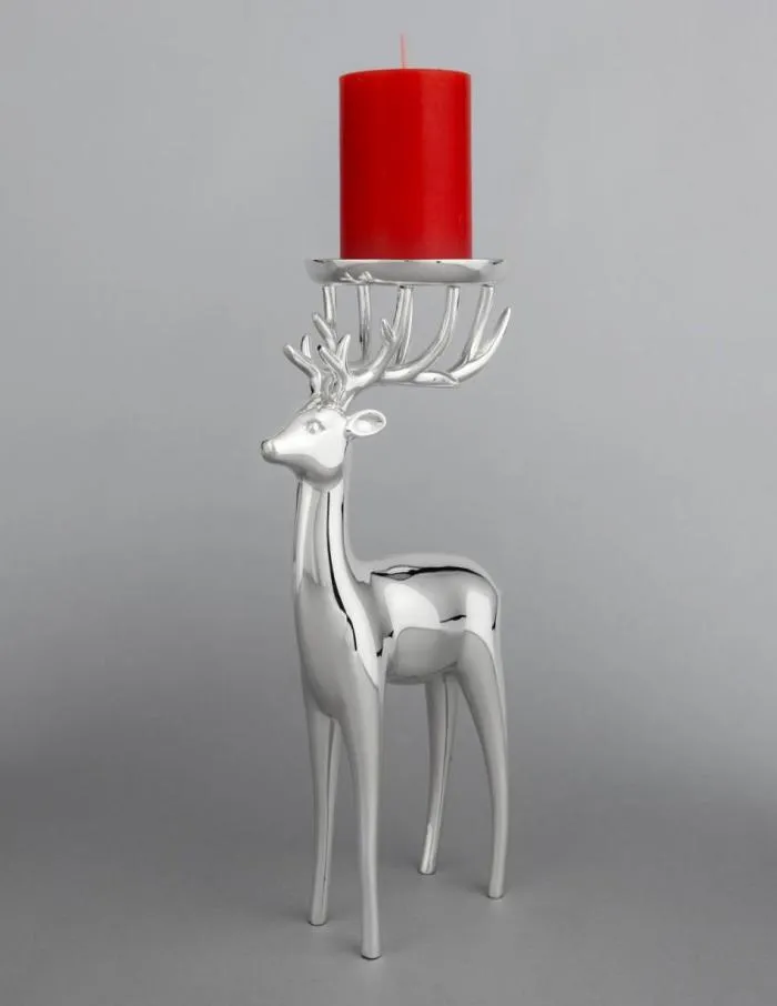 Elegant silverplätering Kisite Deer Candle Holder Tea Light Candle Stick Home Decor Birthday Present Dec1805677000