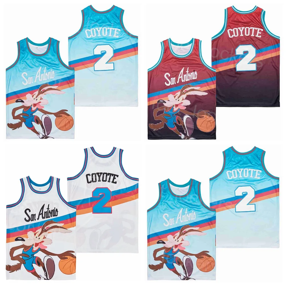 Wile E Coyote Movie Basketball Jersey Film X Looney Tunes Retro Team Sport Pure Cotton Retire Respirant Vintage Pullover College HipHop Broderie Chemise d'été