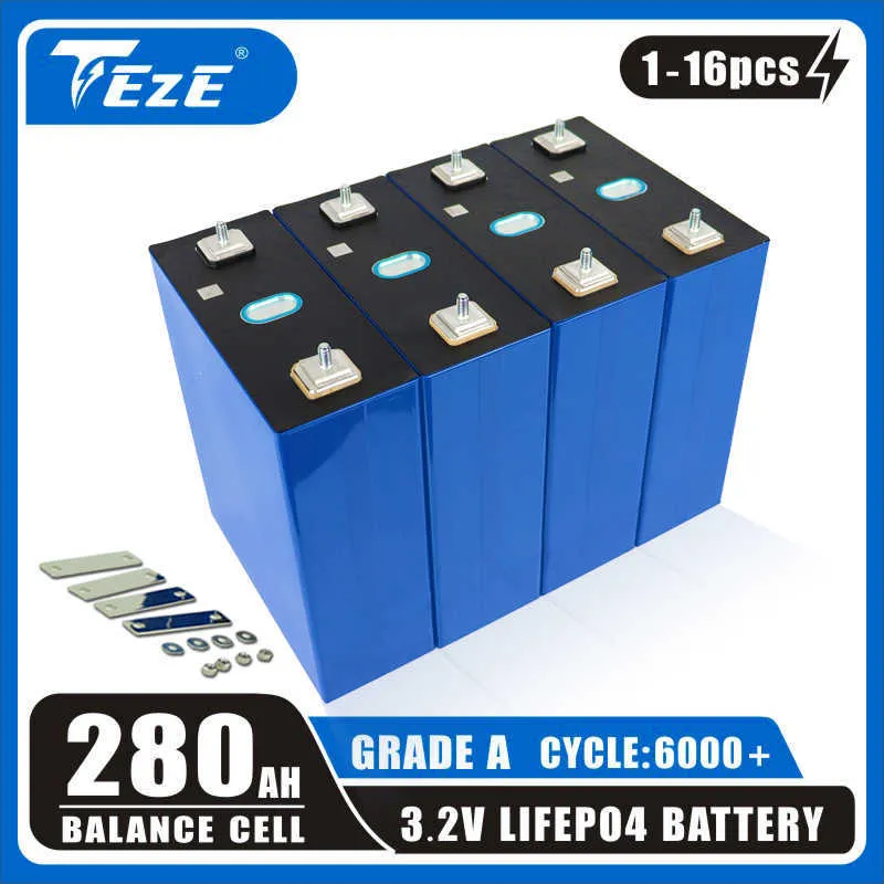 1-16PCS 3.2V 280Ah Lifepo4 Batteria ricaricabile al litio ferro fosfato solare per 12V 24V Barca Golf Cart RV Bateria TAX FREE