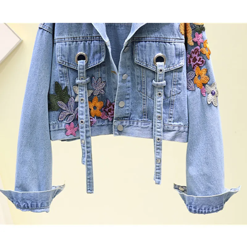 完売品】ヌキテパSequins Embroidery Denim Jacket Sequins Embroidery