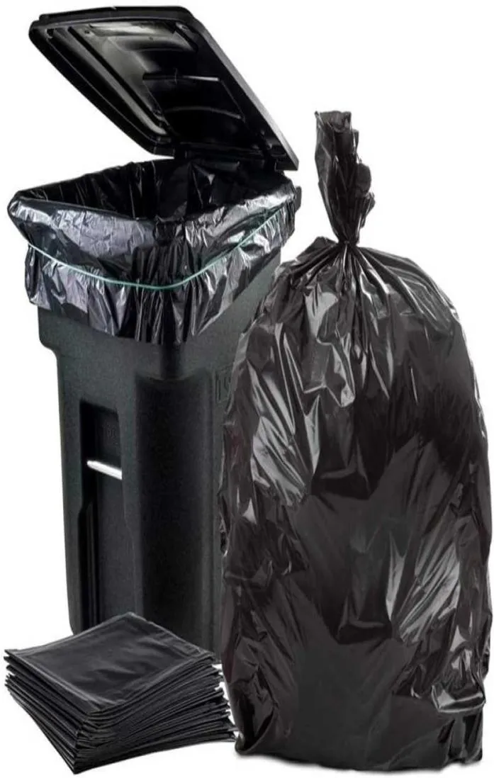 50 PcsSet Big Capacity Trash Bag Heavy Duty 15 Gallon Large Commercial Garbage Yard Black el Market 2112153860031
