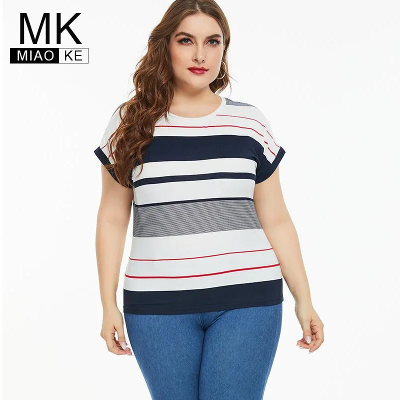 Tops 2021 Summer Plus Size womens Clothes Striped short sleeve Tshirt fashion Ladies Top