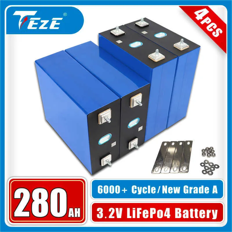 3.2V 280Ah Lifepo4 4PCS solar cell brand new rechargeable Lifepo4 battery pack suitable for 12V 24V 48V boat golf cart RV forklift