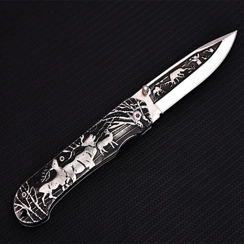 Hot A1913 Pocket Folding Knife 440C Satin Drop Point Blade Stainless Steel Handle Outdoor Camping Hiking Fishing EDC Knives with Nylon Bag