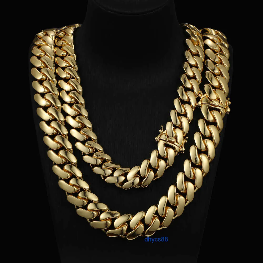 10 Pcs Set 14k 18k 20k Gold Cuban Link Chain Necklace for Men 10 22mm Heavy Choker Cubana Solid Miami Cuban Link Chain Necklace