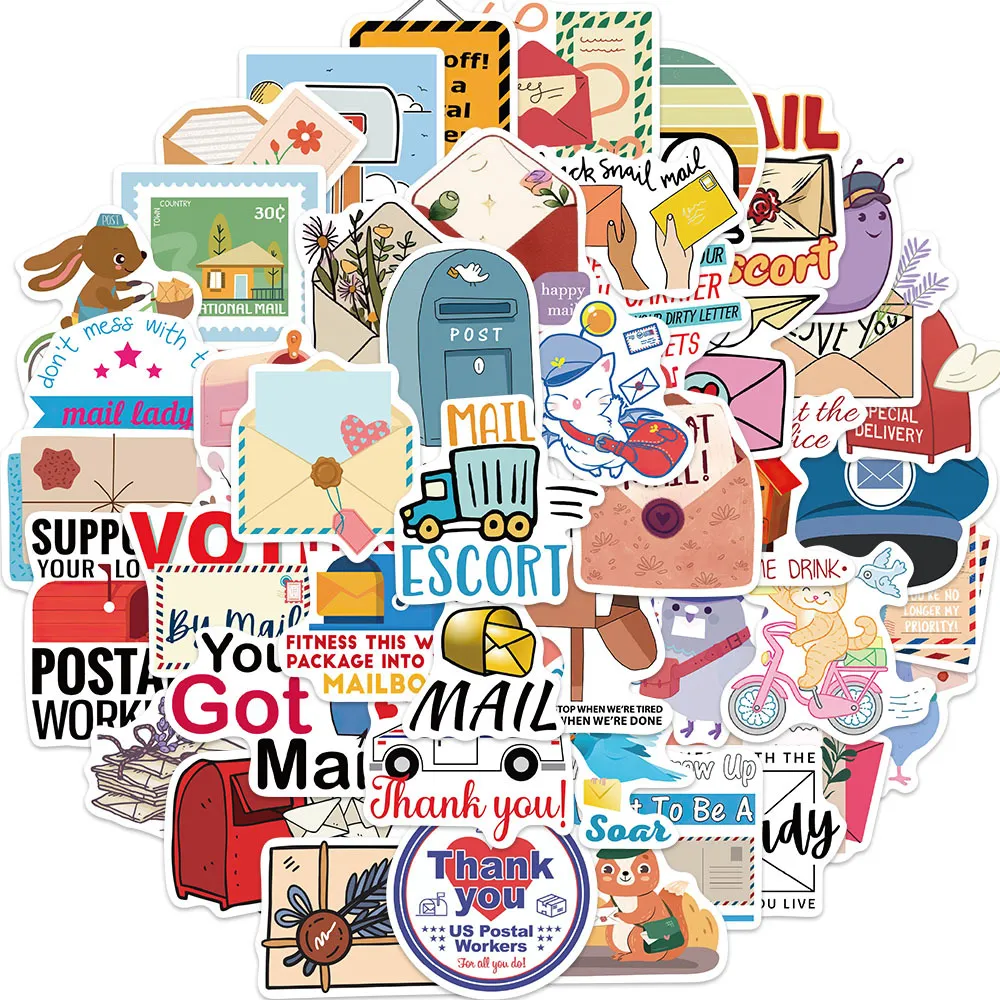 50 Stück Cartoon-Postmann-Graffiti-Aufkleber für Skateboard, Gitarre, Auto, Kühlschrank, Helm, iPad, Fahrrad, Telefon, Motorrad, PS4, Notebook, PVC, DIY-Aufkleber