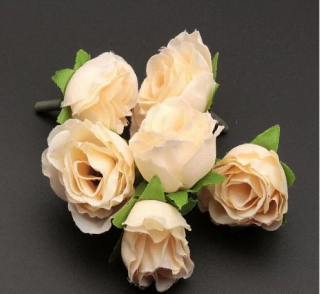 200Pcs Beige Color Tea Rose Flower Head Artificial Flowers Flower Arrangement Wedding Decorating 3cm6844932